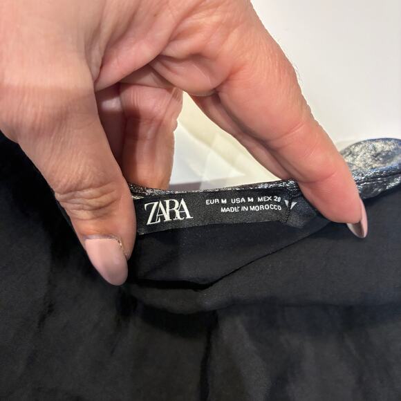 Zara Silver Metallic Satin Cowl Neck Slip Dress Medium - Picture 7 of 11